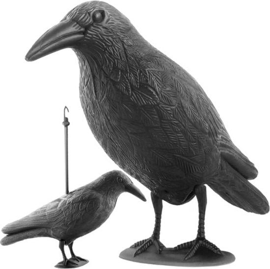 Ruhhy vogelverschrikker kraai zwart 38 cm met ophanghaak voor tuin en balkon