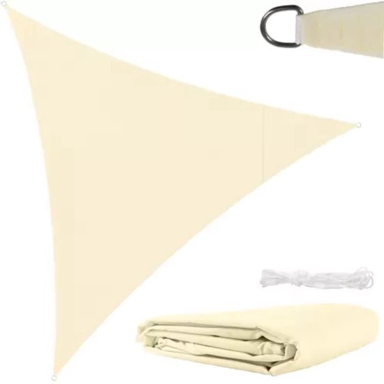 Schaduwdoek driehoek 3x3x3 m waterdicht met UV-bescherming, beige - MBDeals.nl