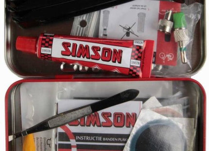 Simson complete bandenreparatieset voor de fiets 23-delig met bandenlichters en solutie - MBDeals.nl