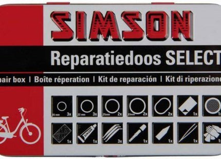 Simson complete bandenreparatieset voor de fiets 23-delig met bandenlichters en solutie - MBDeals.nl