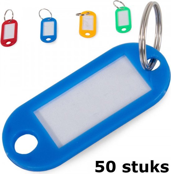 Sleutellabels - 50 Stuks - Plastic - Beschermfolie - Metalen Ring - MBDeals.nl