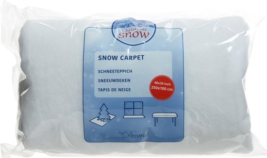 Sneeuwdeken van wit polyester, 250 x 100 cm, ondergrond voor je kerstdorp