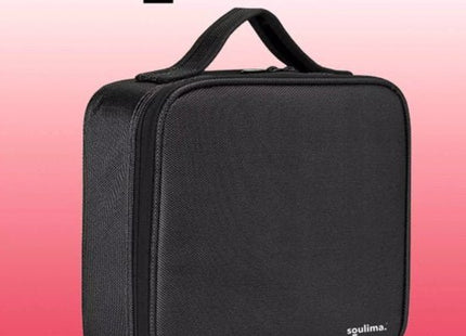 Soulima cosmetic bag met verstelbare vakken en dubbele rits, zwart, 26 x 28 x 9 cm - MBDeals.nl