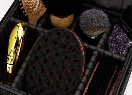 Soulima cosmetic bag met verstelbare vakken en dubbele rits, zwart, 26 x 28 x 9 cm - MBDeals.nl