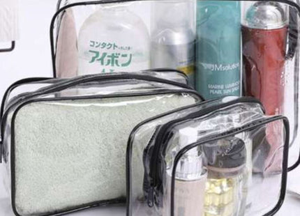 Soulima - Doorzichtige Toilettas Set - Waterdicht - 3 Maten (S/M/L) - Grote Toilettas met Handvatten - MBDeals.nl
