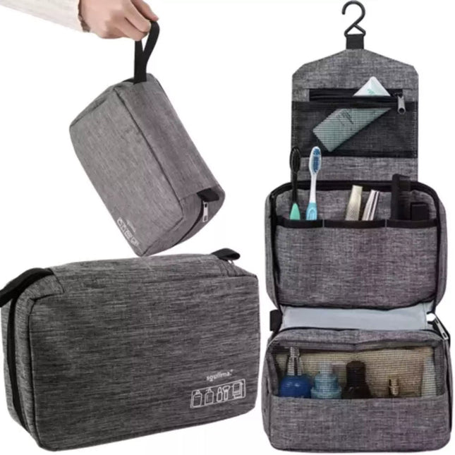 Soulima - Mannelijke Cosmetica Tas - Waterdicht - Drie Vakken - Ophangbaar - MBDeals.nl