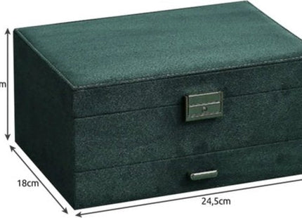 Soulima - Sieradendoos - Velvet Afwerking - Donkergroen - 11,5 X 24,5 X 17,5 Cm - MBDeals.nl