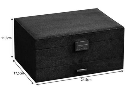 Soulima - Sieradenkoffer - Zwart - Met Sleutel - 11,5 X 24,5 X 17,5 Cm - MBDeals.nl