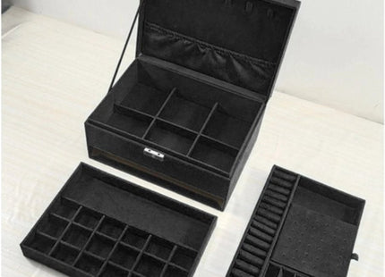 Soulima - Sieradenkoffer - Zwart - Met Sleutel - 11,5 X 24,5 X 17,5 Cm - MBDeals.nl