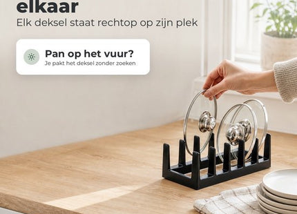 STEGGER bordenrek en dekselhouder met 6 vakken zwart 28x15x9 cm 2 stuks - foto 3