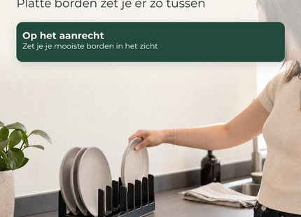 STEGGER bordenrek en dekselhouder met 6 vakken zwart 28x15x9 cm 2 stuks - foto 4