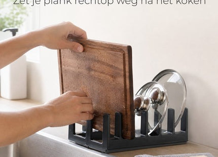 STEGGER bordenrek en dekselhouder met 6 vakken zwart 28x15x9 cm 2 stuks - foto 7