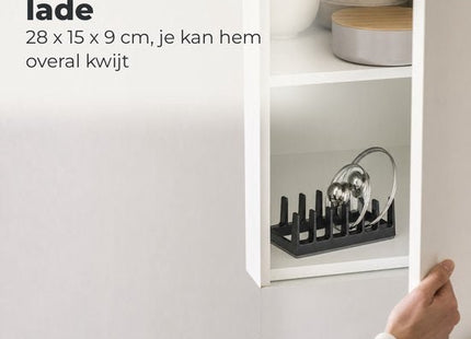 STEGGER bordenrek en dekselhouder met 6 vakken zwart 28x15x9 cm 2 stuks - foto 6
