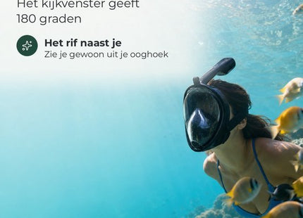 STEGGER duikbril met snorkel full face voor volwassenen S/M zwart 2 stuks - foto 7