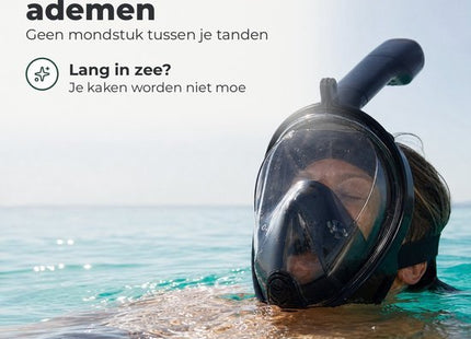 STEGGER duikbril met snorkel full face voor volwassenen S/M zwart 2 stuks - foto 3