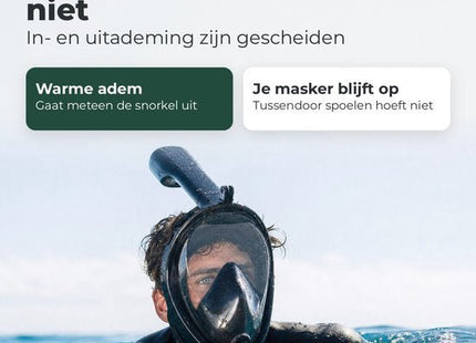 STEGGER duikbril met snorkel full face voor volwassenen S/M zwart 2 stuks - foto 4
