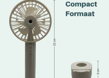 STEGGER - Handventilator - Draagbare Ventilator - Tafelventilator - USB Ventilator met Waterspray - 3 Standen - Wit - MBDeals.nl