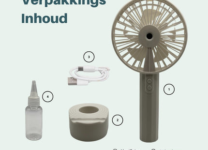STEGGER - Handventilator - Draagbare Ventilator - Tafelventilator - USB Ventilator met Waterspray - 3 Standen - Wit - MBDeals.nl