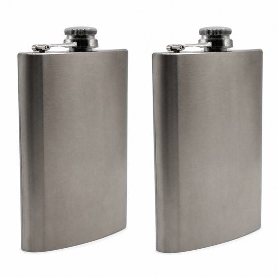 STEGGER heupfles van rvs, 200 ml, set van 2 stuks, vaatwasserbestendig - MBDeals.nl