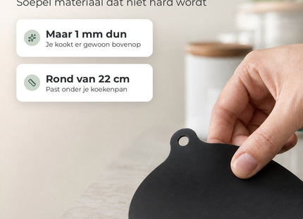 STEGGER inductiemat beschermer kookplaat rond 22 cm siliconen zwart 4 stuks - MBDeals.nl