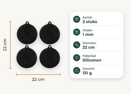 STEGGER inductiemat beschermer kookplaat rond 22 cm siliconen zwart 4 stuks - foto 2