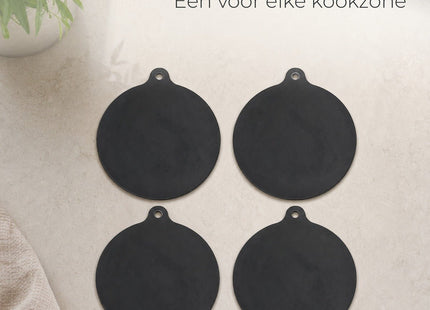 STEGGER inductiemat beschermer kookplaat rond 22 cm siliconen zwart 4 stuks - MBDeals.nl