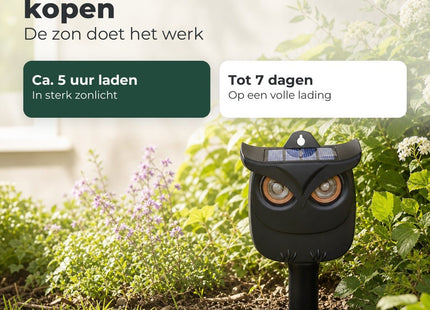 STEGGER kattenverjager uil op zonne-energie met knipperende LED-ogen - MBDeals.nl
