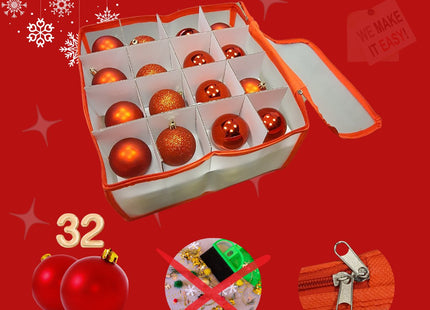 STEGGER - Kerstballen Opbergbox - Kerstballen Organizer - Kerstballenbox - Kerst Opbergdoos - Kerstballen opbergbox - Vakjesdoos - Kerst Opbergbox - Ruimte voor 32 Kerstballen - MBDeals.nl