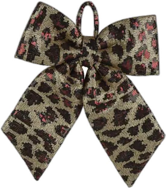 STEGGER kerstboompiek als strik met panterprint van polyester, 32 x 28 cm