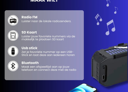 STEGGER - Noodradio - Radio - Speaker - Muziek - Zaklamp - MBDeals.nl