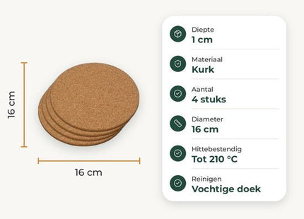 STEGGER pannenonderzetter kurk rond 16 cm, set van 4, hittebestendig tot 210 graden - foto 2