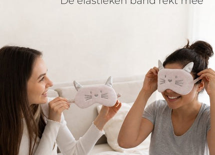 STEGGER slaapmasker met kattenopdruk van polyester wit 2 stuks - MBDeals.nl