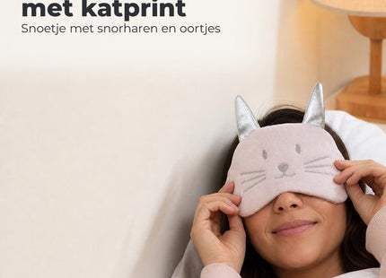 STEGGER slaapmasker met kattenopdruk van polyester wit 2 stuks - MBDeals.nl