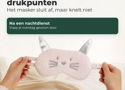 STEGGER slaapmasker met kattenopdruk van polyester wit 2 stuks - MBDeals.nl
