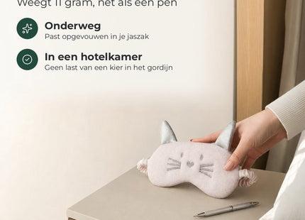 STEGGER slaapmasker met kattenopdruk van polyester wit 2 stuks - MBDeals.nl