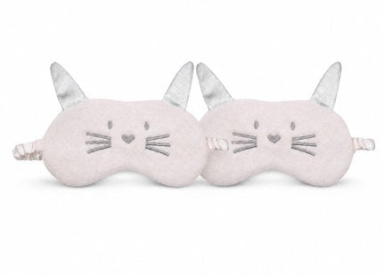 STEGGER slaapmasker met kattenopdruk van polyester wit 2 stuks - MBDeals.nl