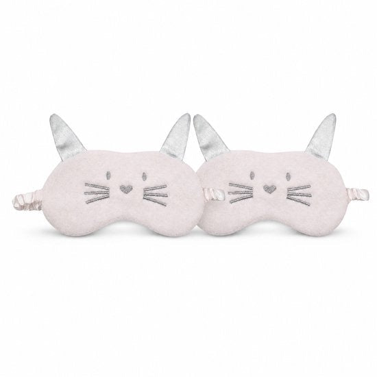 STEGGER slaapmasker met kattenopdruk van polyester wit 2 stuks - MBDeals.nl