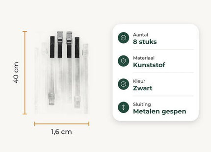 STEGGER spanbanden zwart met metalen gesp voor fiets en caravan, 40 cm, 8 stuks - foto 2