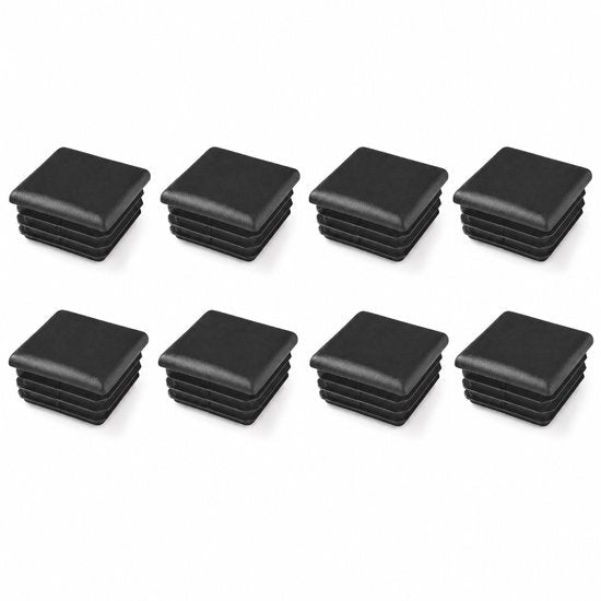 STEGGER stoelpootdoppen vierkant 40x40 mm insteekdoppen zwart 8 stuks - MBDeals.nl