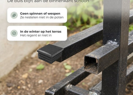 STEGGER stoelpootdoppen vierkant 40x40 mm insteekdoppen zwart 8 stuks - MBDeals.nl