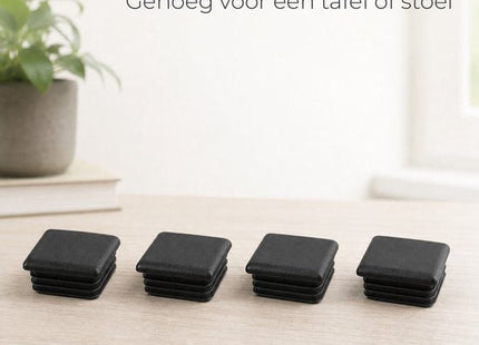 STEGGER stoelpootdoppen vierkant 40x40 mm insteekdoppen zwart 8 stuks - MBDeals.nl