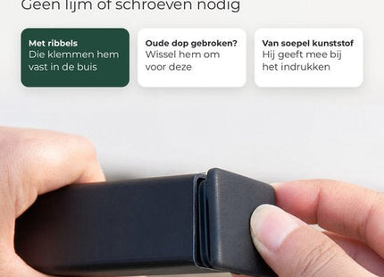 STEGGER stoelpootdoppen vierkant 40x40 mm insteekdoppen zwart 8 stuks - MBDeals.nl