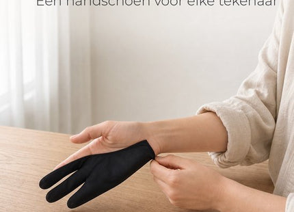 STEGGER tekenhandschoen voor tablet met touchscreen tip, one size, zwart, 3 stuks - MBDeals.nl