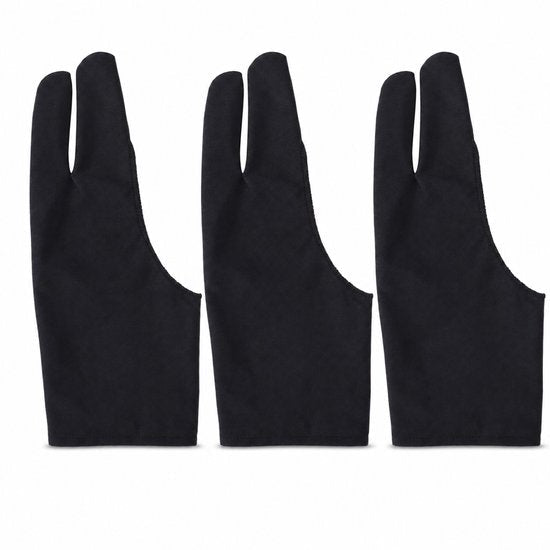 STEGGER tekenhandschoen voor tablet met touchscreen tip, one size, zwart, 3 stuks - MBDeals.nl