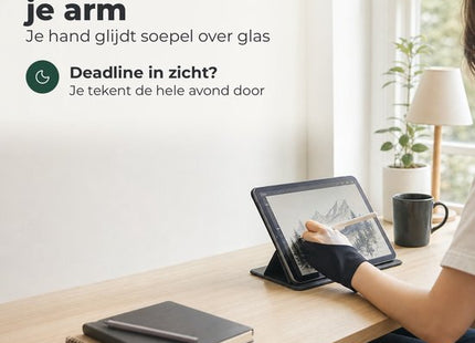 STEGGER tekenhandschoen voor tablet met touchscreen tip, one size, zwart, 3 stuks - MBDeals.nl