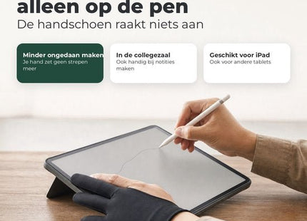 STEGGER tekenhandschoen voor tablet met touchscreen tip, one size, zwart, 3 stuks - MBDeals.nl