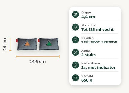 STEGGER vochtvreter auto herbruikbaar met silicagel en vochtindicator, grijs, 2 stuks - foto 5