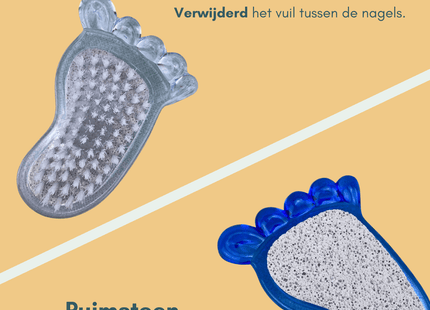STEGGER - Voetborstel - Nagelborstel - Puimsteen - Voetverzorging - Blauw, Transparant - MBDeals.nl