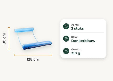 STEGGER waterhangmat met hoofdsteun, opblaasbaar, donkerblauw, 80 x 128 cm, 2 stuks - foto 2