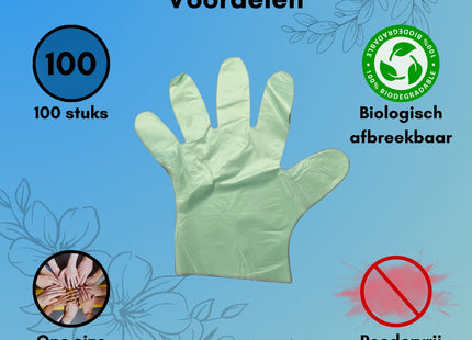 STEGGER - Wegwerp Handschoenen - Wegwerphandschoenen - Biologisch Afbreekbaar - Poedervrij - One Size - 100 Stuks - MBDeals.nl